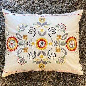 LIKE NEW Embroidered Floral Oversized Accent Pillow